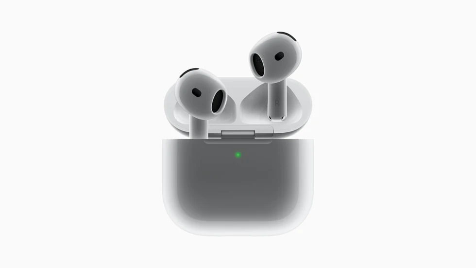 Imagem aproximada dos AirPods 4.