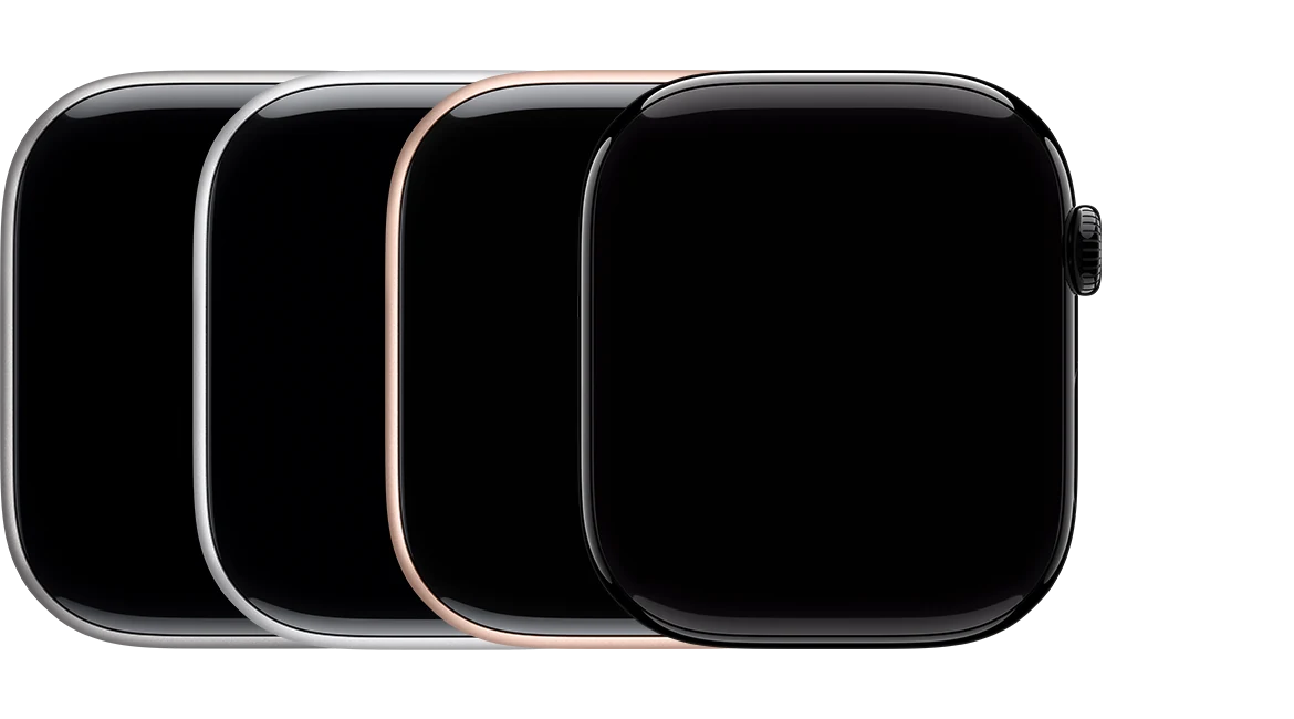 Quatro modelos de Apple Watch Series 11 (GPS) mostrados lado a lado em todas as cores disponíveis