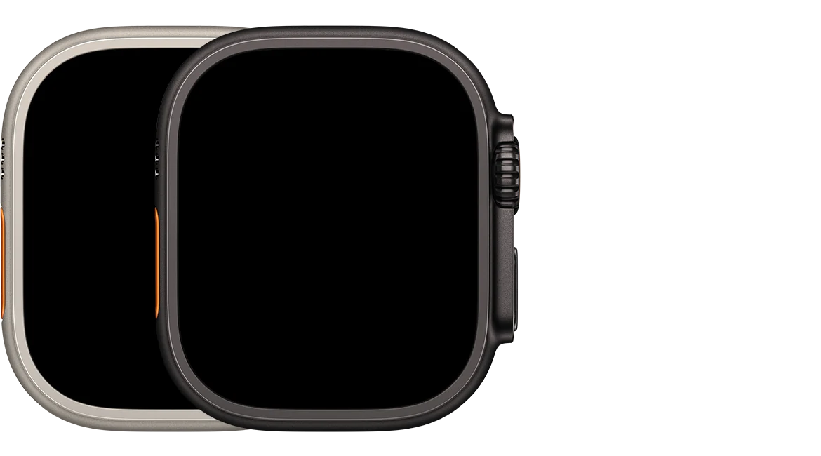Dois modelos de Apple Watch Ultra 2 (GPS + Cellular) mostrados lado a lado em todas as cores disponíveis