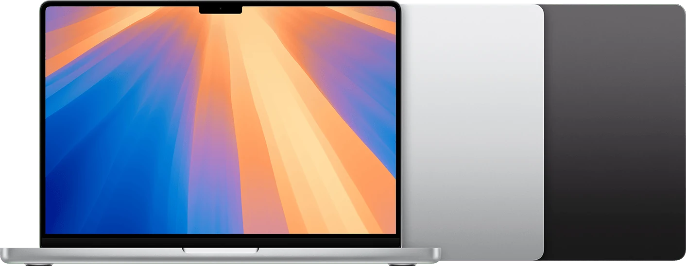 MacBook Pro (14 polegadas, 2024) em prateado e preto-espacial.